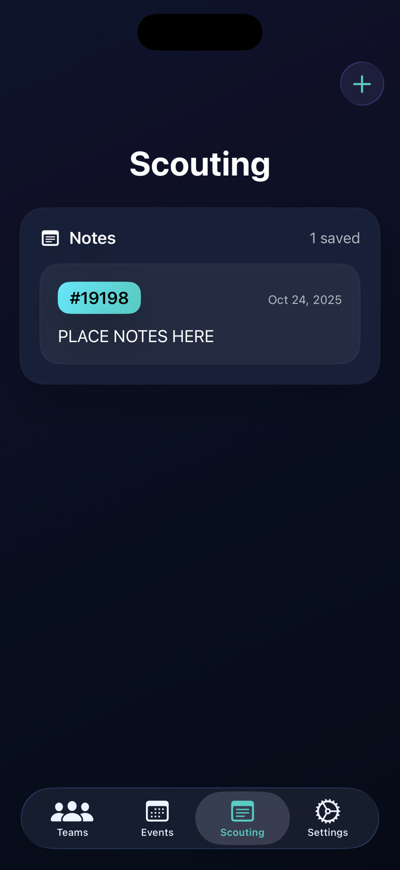 Scouting notes view